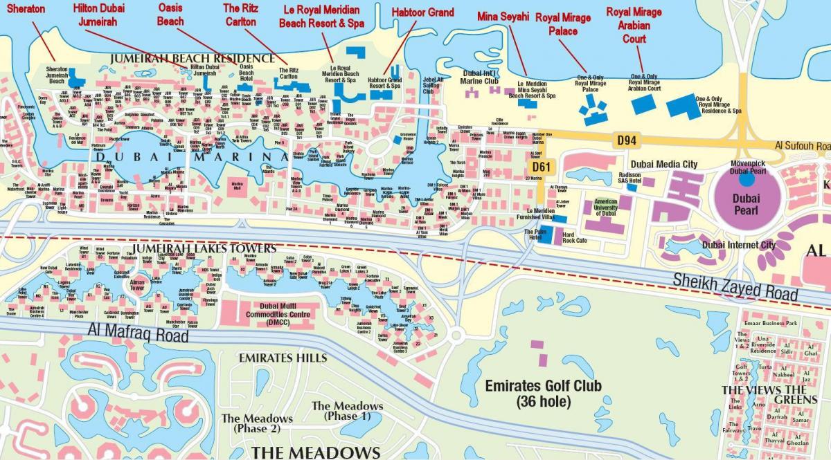 מפה של Jumeirah beach דובאי