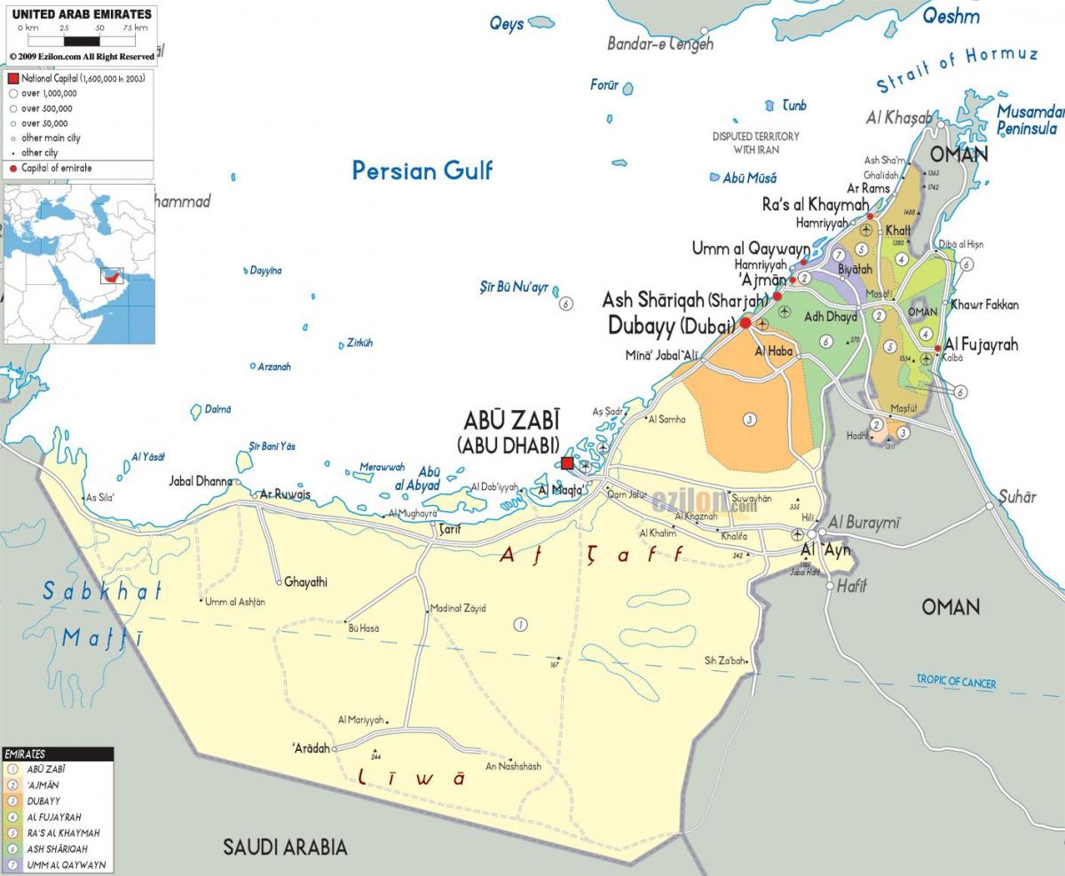 המפה של דובאי, איחוד האמירויות הערביות